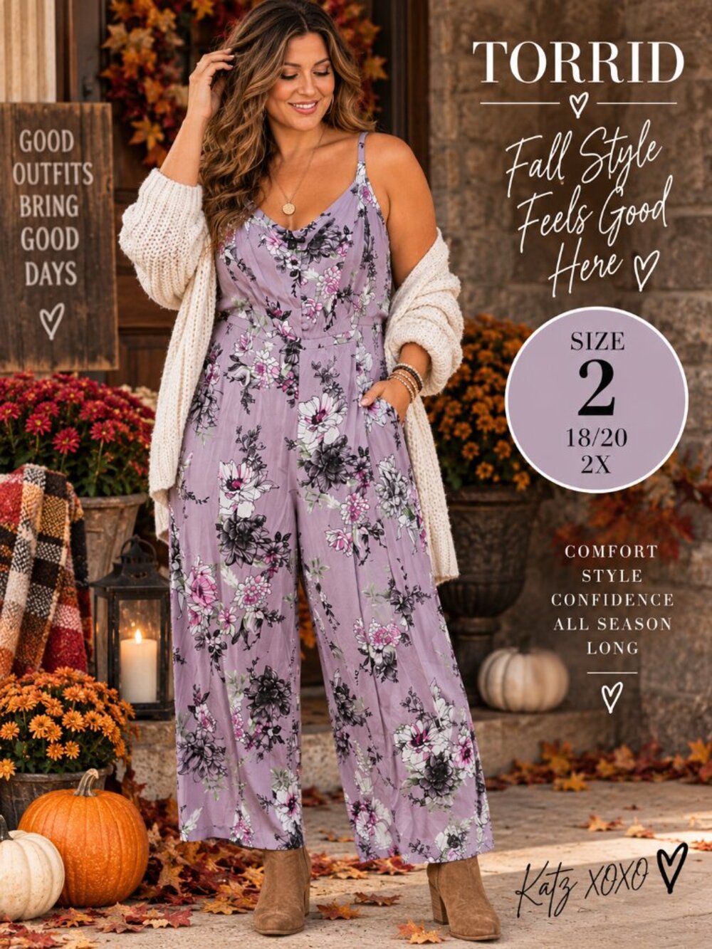 Torrid Purple Floral Jumpsuit 2X 18/20 Wide Leg Challis Strappy Plus Size Romper